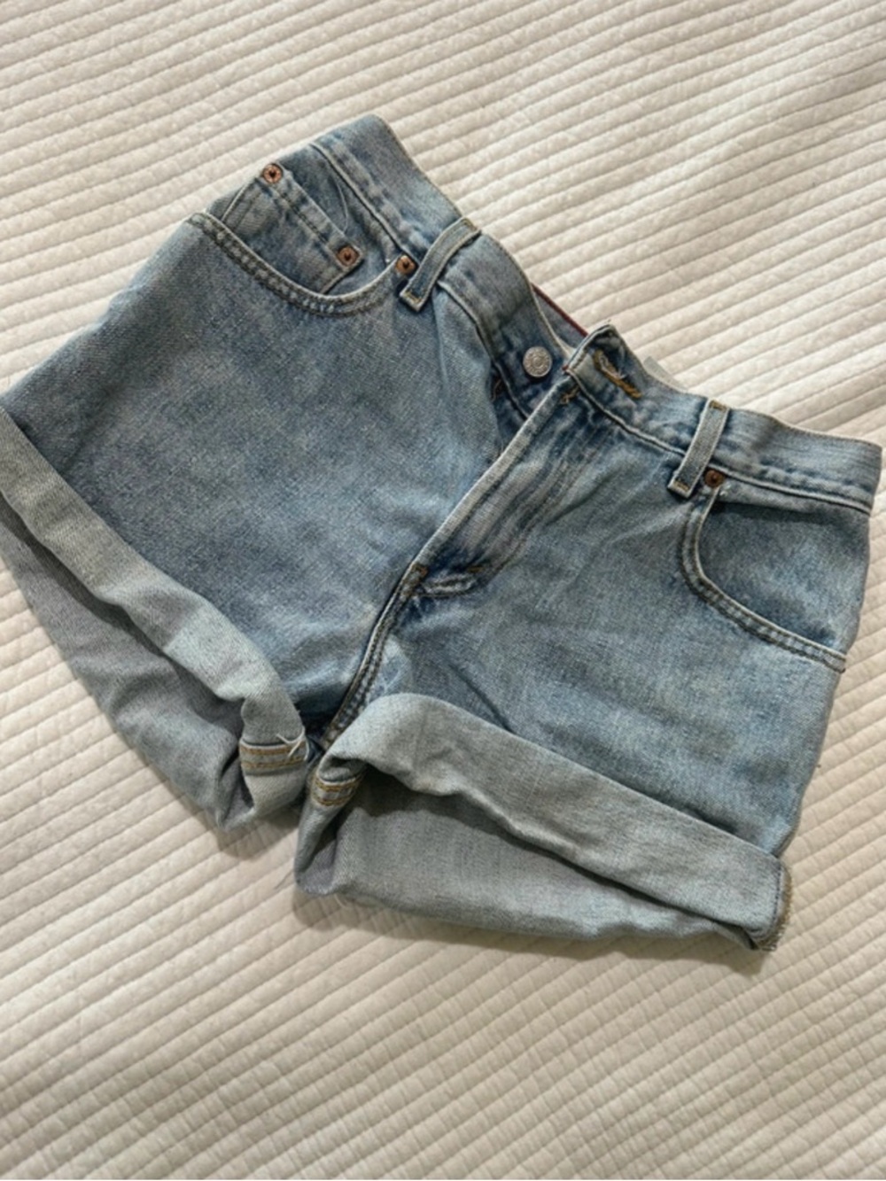 Levi's Light Blue Rolled Cuff Denim Shorts